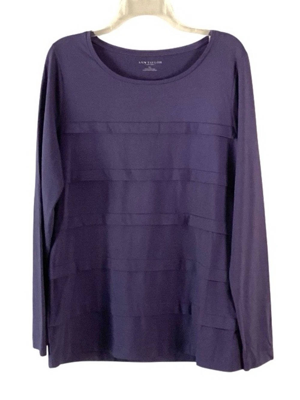 Ann Taylor Deep Purple Long Sleeve Cascade Tiered Layered Knit Top XL
